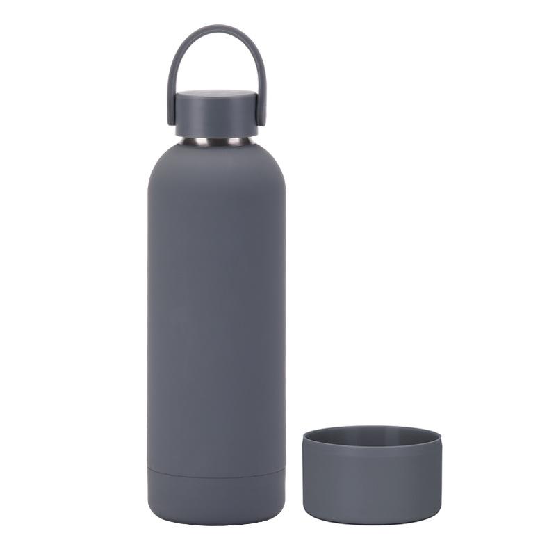 Double-Layer Stainless Steel Thermos Cup, Silicone Base, Portable Handle, Outdoor Water Cup, Simple Small Mouth Cup