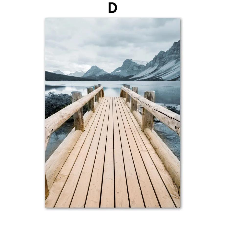 

Mountain River Lake Pier Boat Wild Grass Moon Nordic Poster Wall Art Print Canvas Painting Декоративні картини для вітальні 70x100cm No Framed