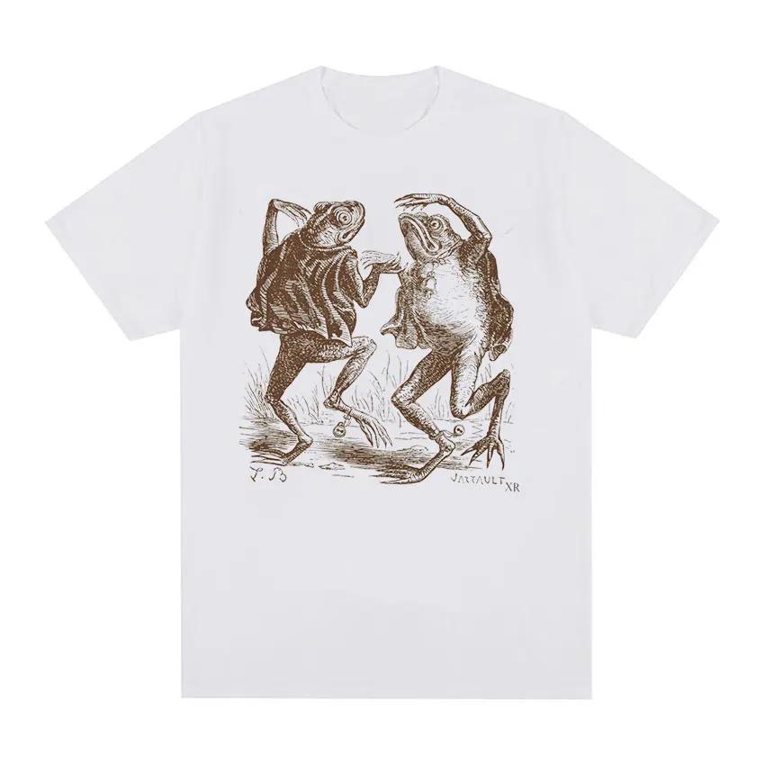 Men's fun dancing toad pattern printed 00% pure cotton short-sleeved T-shirt retro street clothing