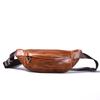 Leather Men'S Retro Breast Bag, First-Layer Cowhide Multi-Compartment Mobile Phone Fanny Pack, Outdoor Shoulder Messenger Bag.