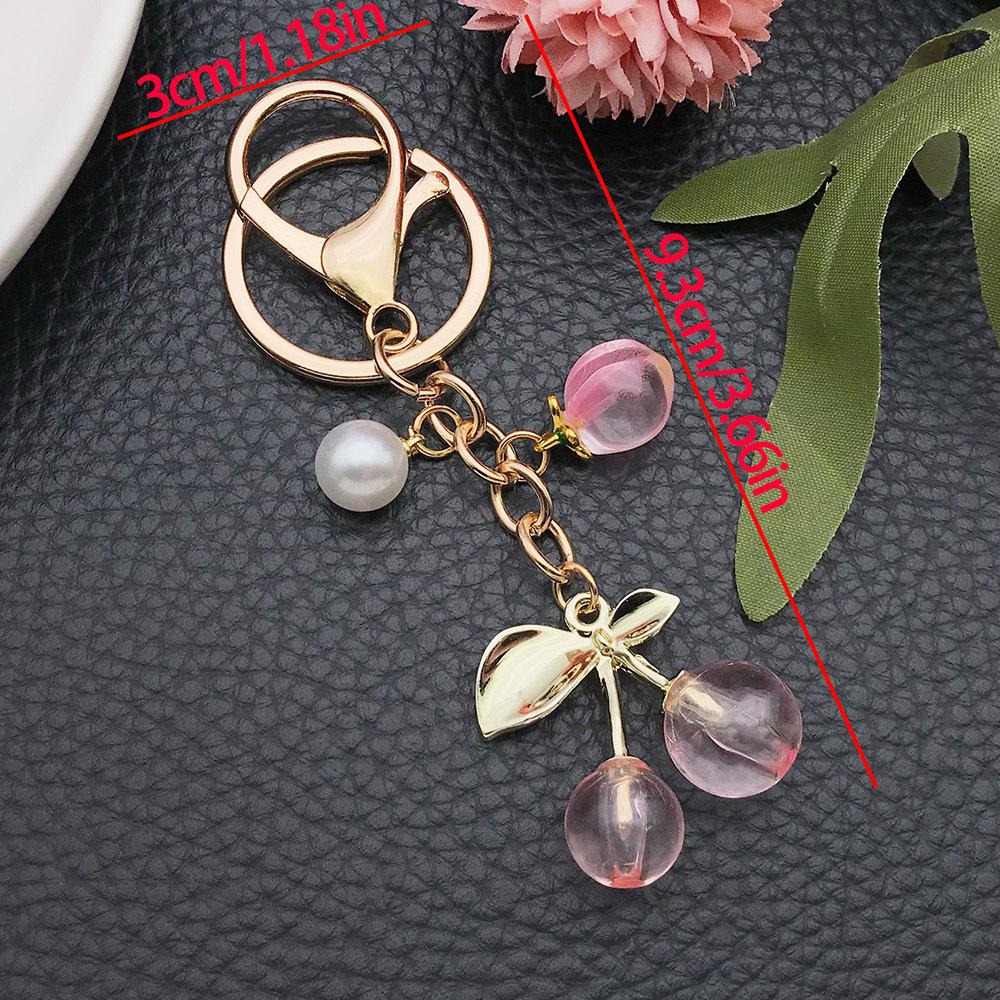Korean Style Cherry Pearl Keychain – Resin Fruit Bag Charm