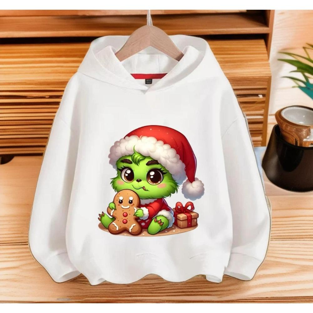 Cartoon Fashion Men Women's Hoodies Christmas Green Monster Print Pullover Cartoon Casual Sweatshirt Kids Hoodies Long Sleeve Clothing