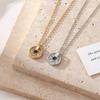 New Classic Micro Inlaid Zircon Stainless Steel Rose Gold Plated Bamboo Chain Light Luxury Women's Versatile Fashion Pendant