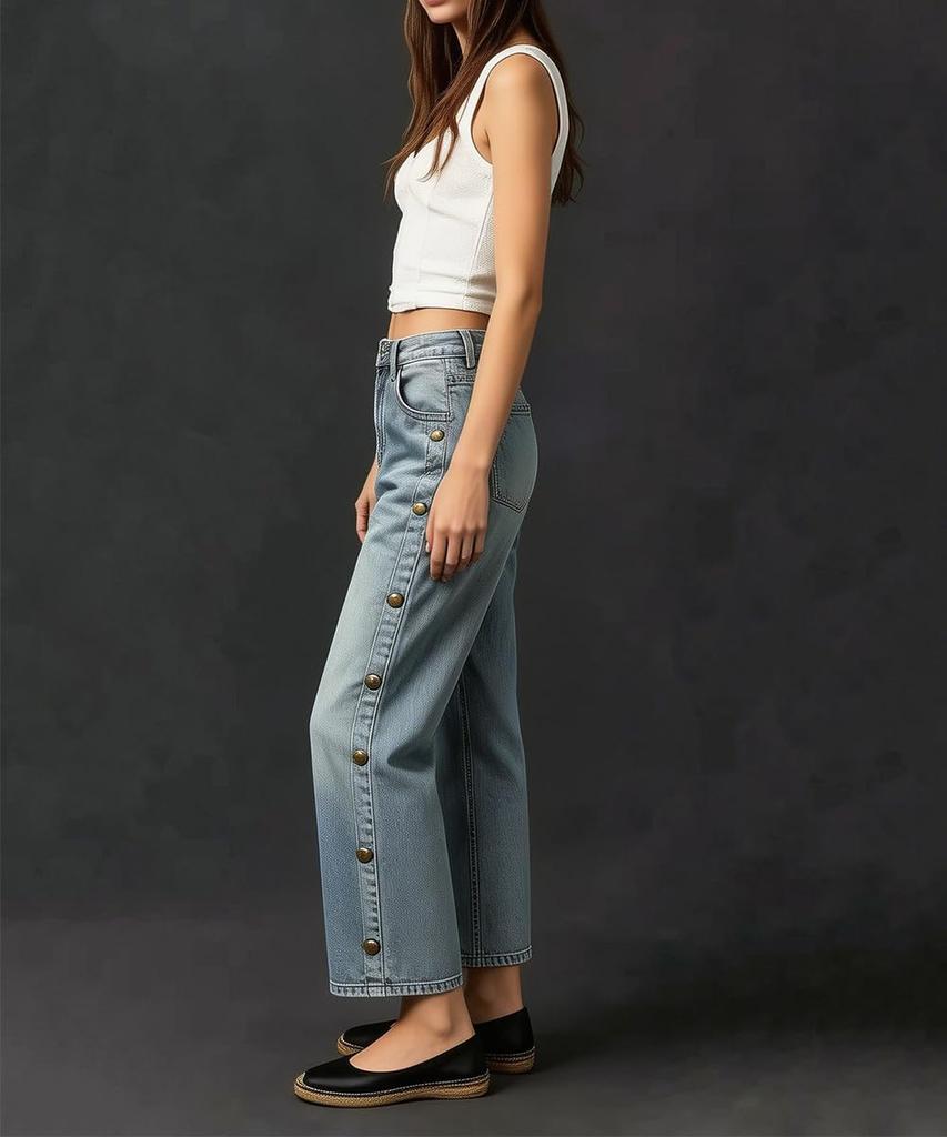 Women's Casual Cropped Jeans - Length Denim Pants for Everyday Wear