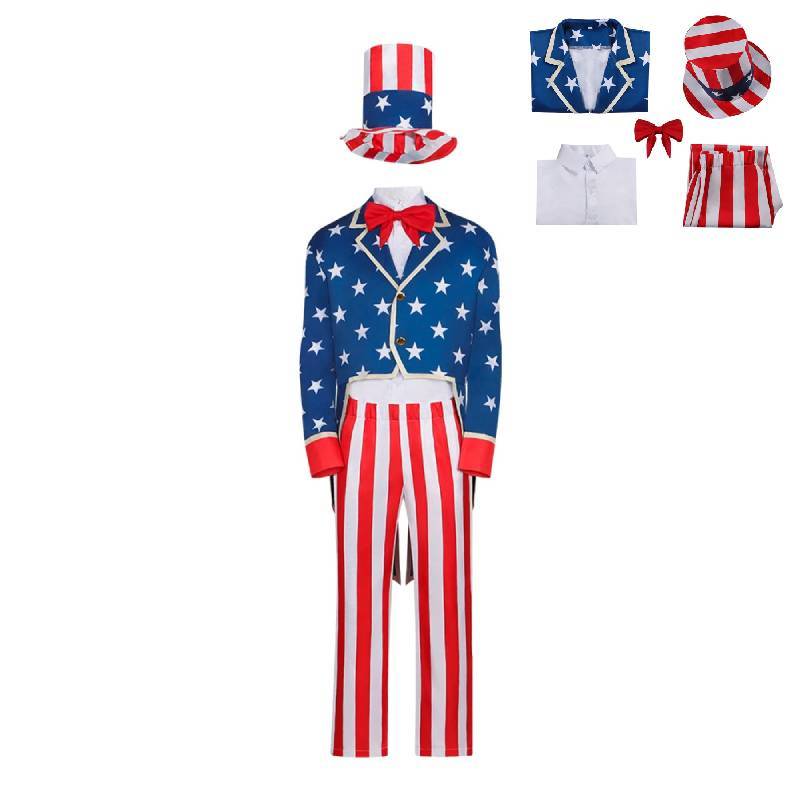 The Purge Anarchy Uncle Sam Costume Set With Star Print For Cosplay Events