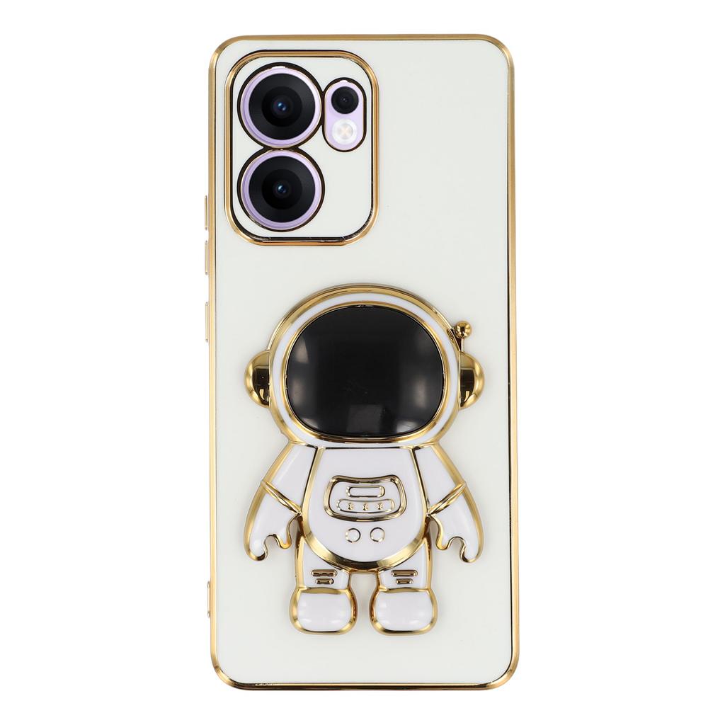 For Oppo Reno13 F 4G/5G Case Electroplating Soft TPU Phone Cover with Astronaut Hidden Kickstand