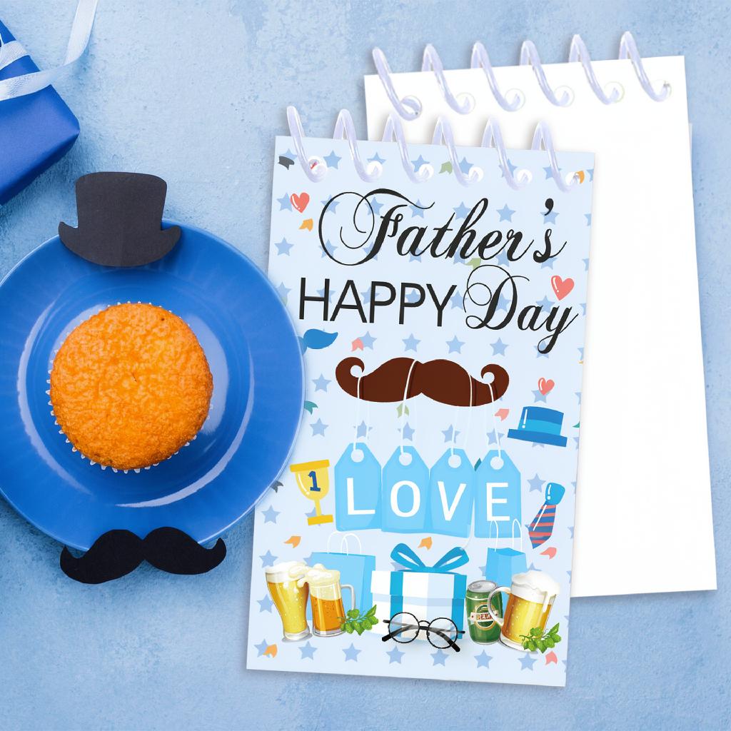 8pcs Father's Day Spiral Notebook Dad Gift Pocket Journal Tear-Off Memo Pad Party Favor Stationery Office School Supplies
