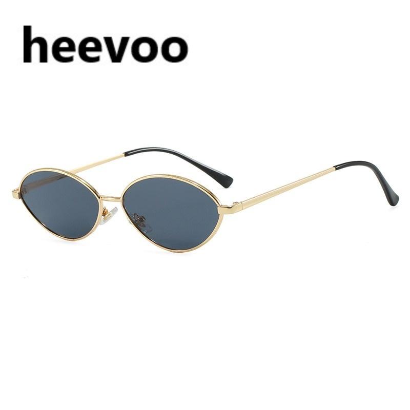 Luxury Metal Small Sunglasses For Men And Women Unisex Brand Designer Fashion Sun Glasses Oval Stylish Eyewear Shades