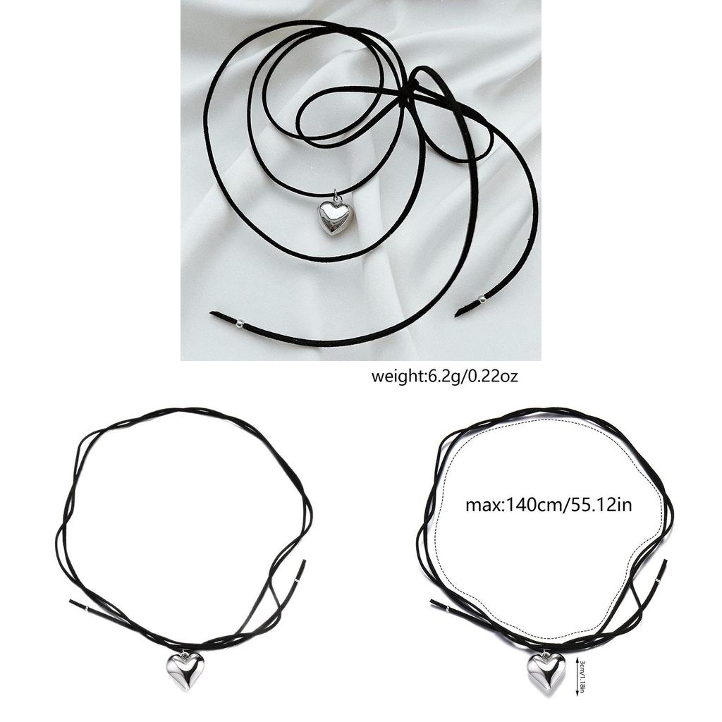 Heart Shape Alloy Pendant Necklace With Geometric Design For Women And Men