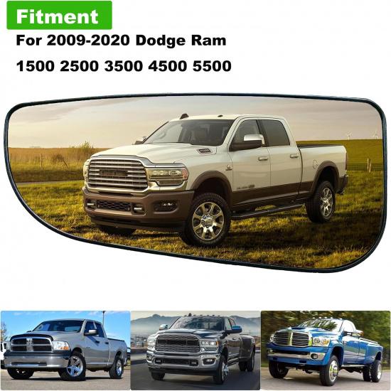 68067731AA Ram Driver Side Lower Glass Fit for 2009-2020 Dodge Ram | Towing mirror lower glass. Convex design. Includes rear mounting bracket. Direct