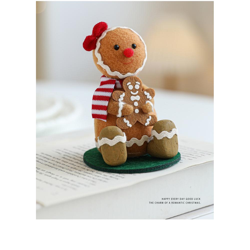 Christmas Spiced Cookie Man Plush Foam Figurine for Festive Decoration Suitable for Holiday Desktop and Shelf Use