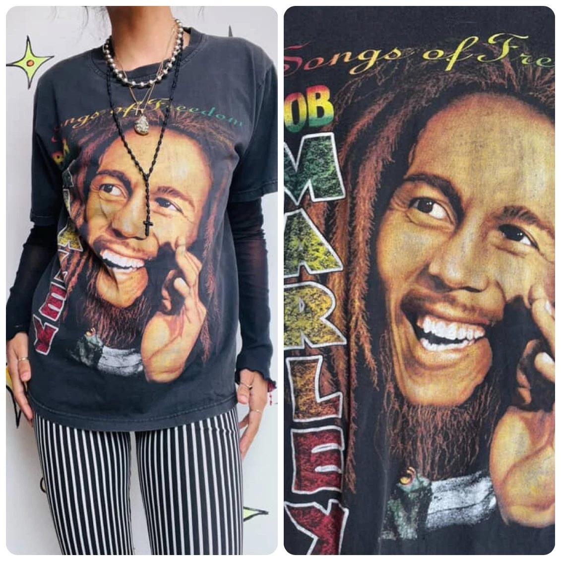 Vintage Bob Marley Songs of Freedom Tee - Faded Reggae Band T-Shirt - Size S M