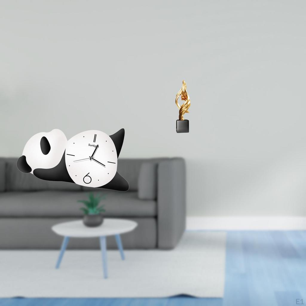 Modern Panda Wall Clock Sculpture Abstract Figurine for Living Room Office Coffee Table Home Decor