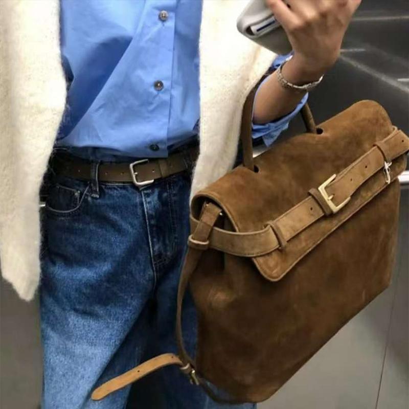 Winter Designer Feminine Bag with Matte Suede Belt Buckle Versatile Shoulder Bag Female Displacement Work Bag
