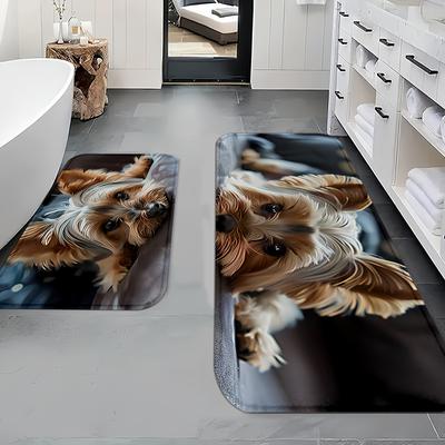 1 Pz Tappeti da Cucina Antifatica, Simpatico Tappetino da Cucina Impermeabile Antiscivolo Spesso Ammortizzato con Stampa di Cagnolini, Tappetino Comfort Resistente per Stare in Piedi per Cucina
