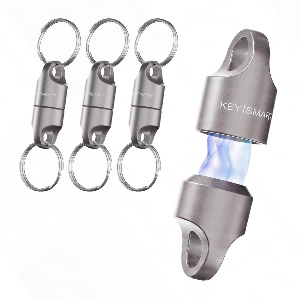 KeySmart MagConnect Magnetic Key Holder for Purse, Key Chains for Car Keys - Detachable Key Ring Quick Release Keychain for Men - Mens Key Chain Rings