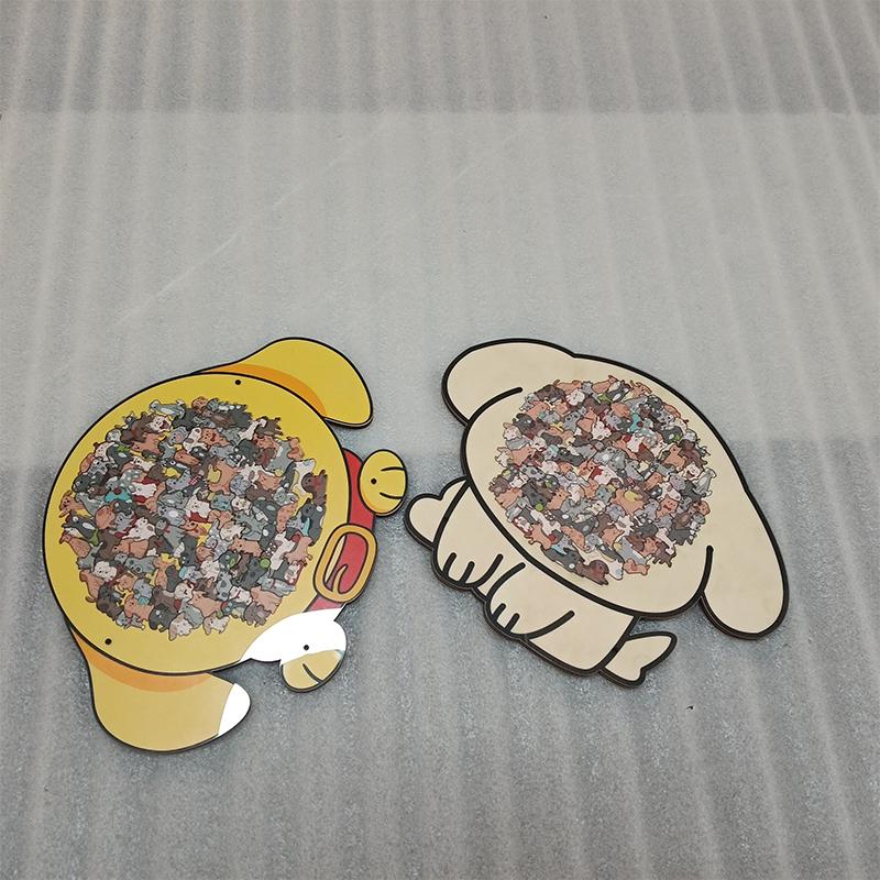 Dog Bear Shaped Puzzle With Animal Shards Wooden Jigsaw Puzzle Unique Irregular Animal Decorations Collectible Gift Challenging