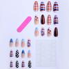 24PCS Press On Nails Polka Dot Stripe 3D Cherry Blueberry Almond Shape Fake Nails Wearable Full Cover Nails Tips For Women