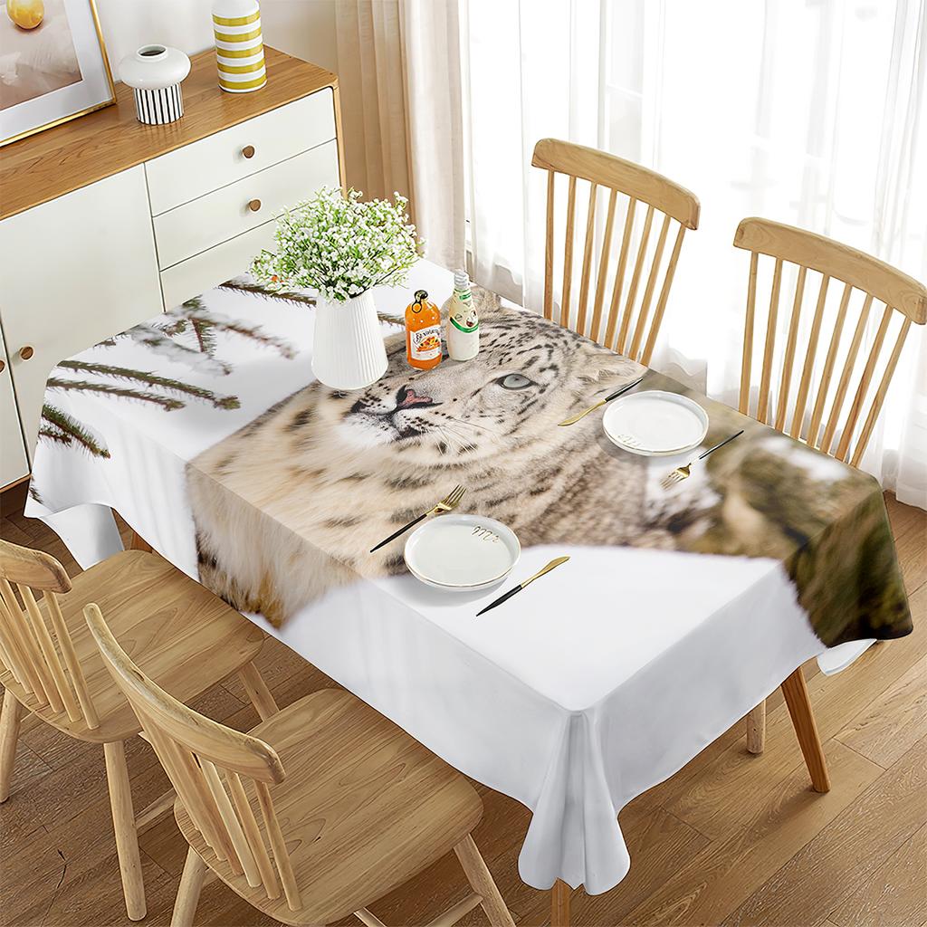 Leopard Rectangular Tablecloth African Safari Animals Tablecloth Home Decor for Outdoor Travel Picnic Mat Kitchen Dining Room