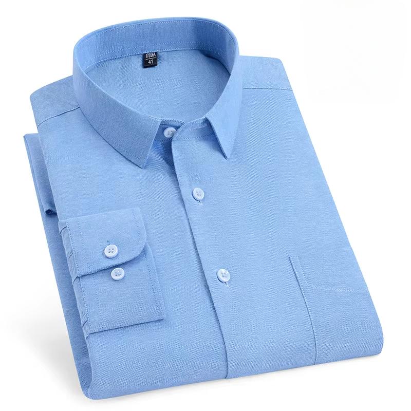New In Shirt Over Size Long-sleeve Shirts for Men Slim Fit Formal Plain Shirt Soft Comfortable Striped Plaid Office Full Clothes