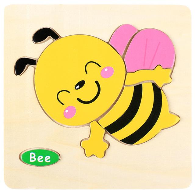 Baby Toys Wooden 3D Puzzle Cartoon Animal Vehicle Wood Jigsaw Puzzles Intelligence Montessori Educational Toys for Children