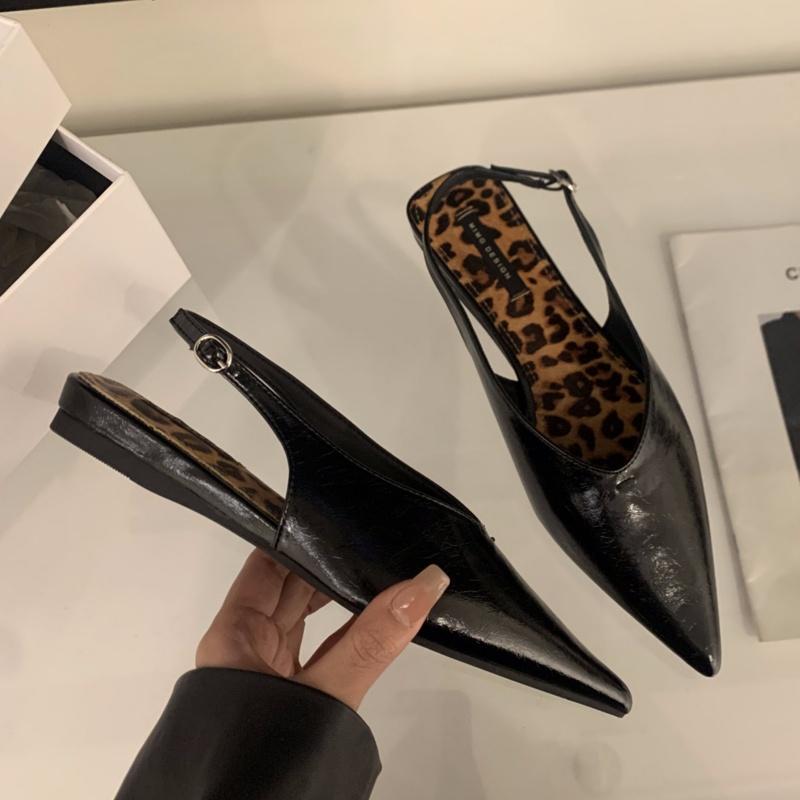 Мода Bailamos Бренд Женские Сандалии Острый Носок Элегантная Обувь на Плоском Каблуке Летняя Мода Слингбэк Женские Мюли Туфли Лодочки Туфли для Платья Му 39 чёрный 4570₽