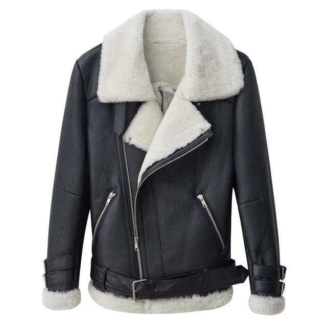 Strike Lambskin Shearling Rider Jacket (Black)