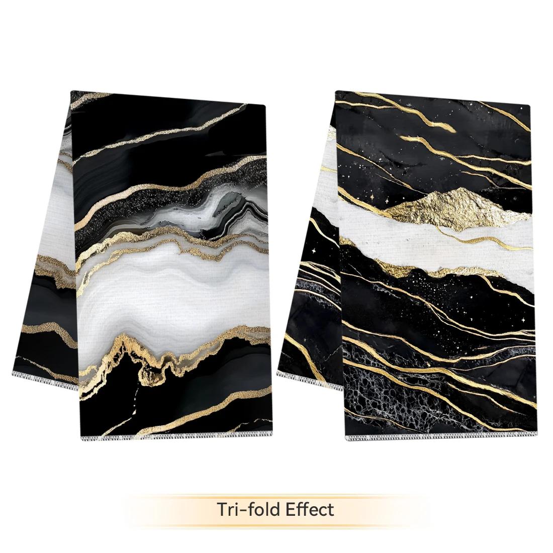 

2/4/6pcs set Kitchen Towels black gold marble textureHand Towels Christmas Decorations for Home Noel Dish Towels Gifts 40x60cm