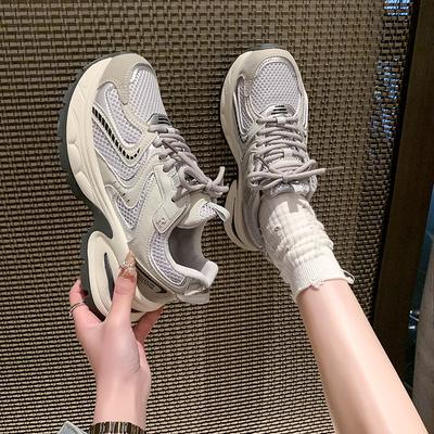 Casual Thick-soled Feet Small Thick-soled Dad Shoes Women's 2025 New Spring Retro Lightweight Sports Shoes