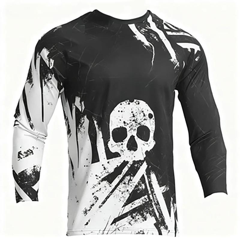 Men Long Sleeve T Shirt Motocross Mountain Bike Cycling Outdoor Fishing Sports Casual Top Breathable Loose Fit