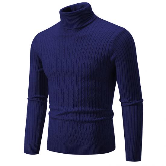 New Men's High Neck Sweater Solid Color Pullover Knitted Warm Casual Turtleneck Sweatwear Mens Winter Outdoors Tops