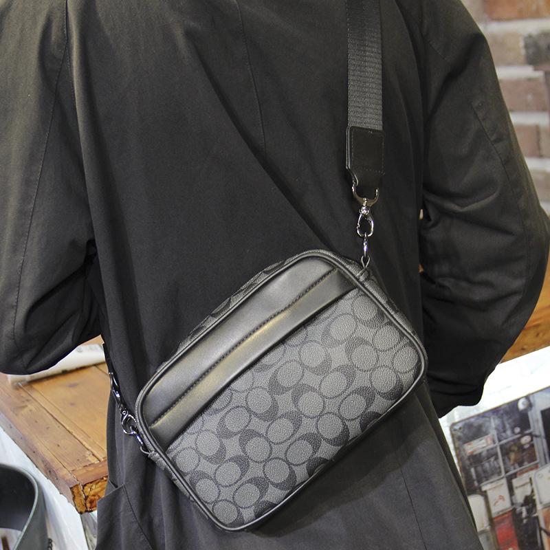 Plaid Men's Crossbody Shoulder Bag - Trendy Casual Korean Style Leather Sports Bag