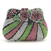 Diamonds White Clear Women Evening Bag Luxury Flower  Rhinestone Clutches Crystal Handbag 32 Colors Wedding Bridal Party Purses