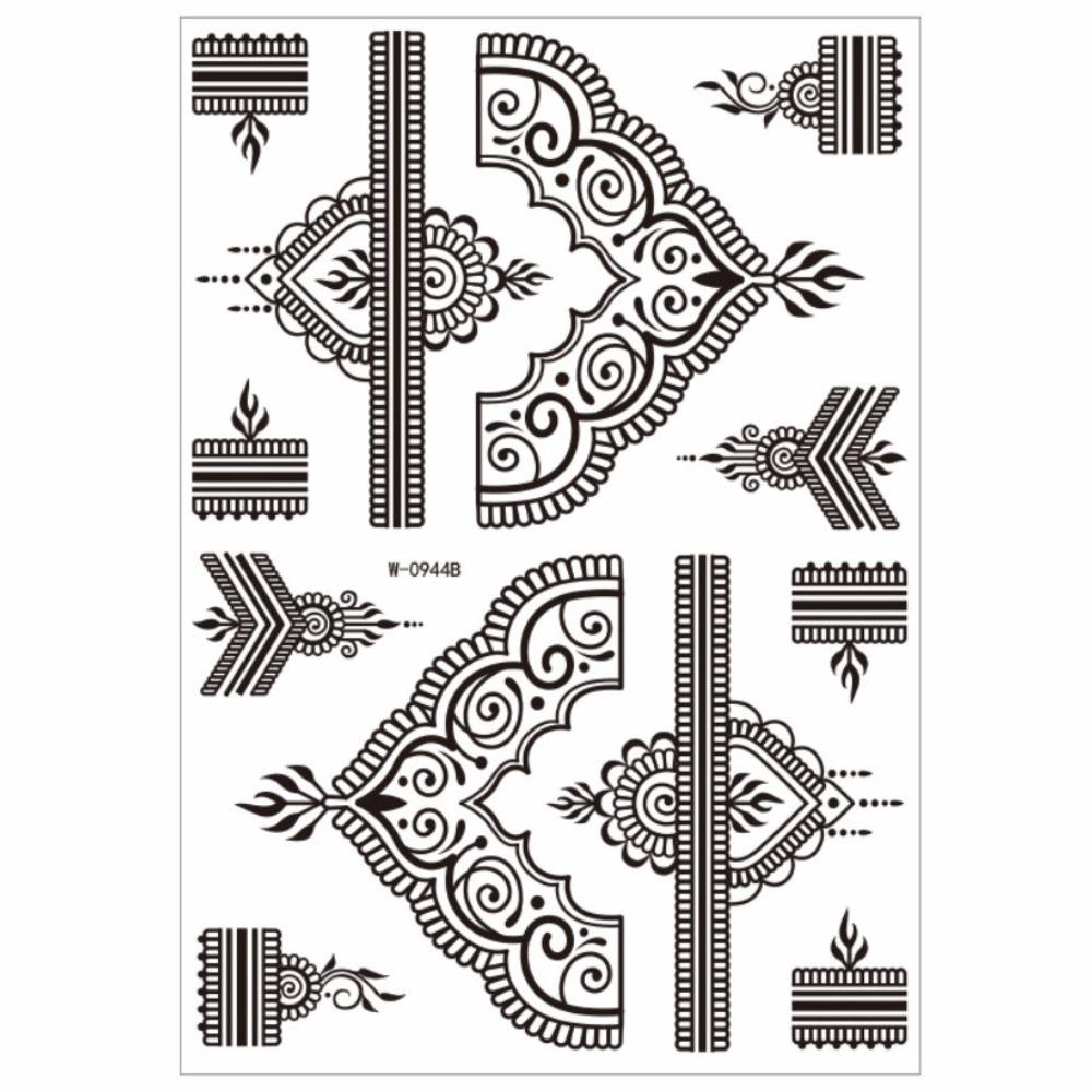 Lace Fake Tattoo Henna Tattoo Stickers Black Mehndi Stickers Body Art Sticker Finger Hand