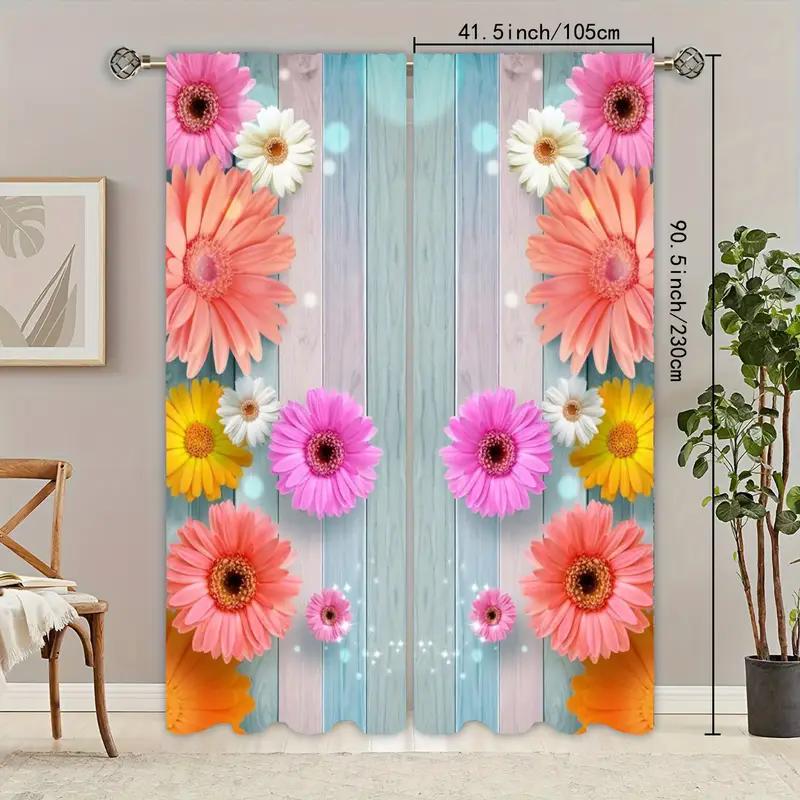 

Wood Grain Pattern Printed Curtains Bedroom Living Room Home Decoration Made Of Polyester Great Window Treatment W100*H70(CM)-Rod Pocket&2PCS