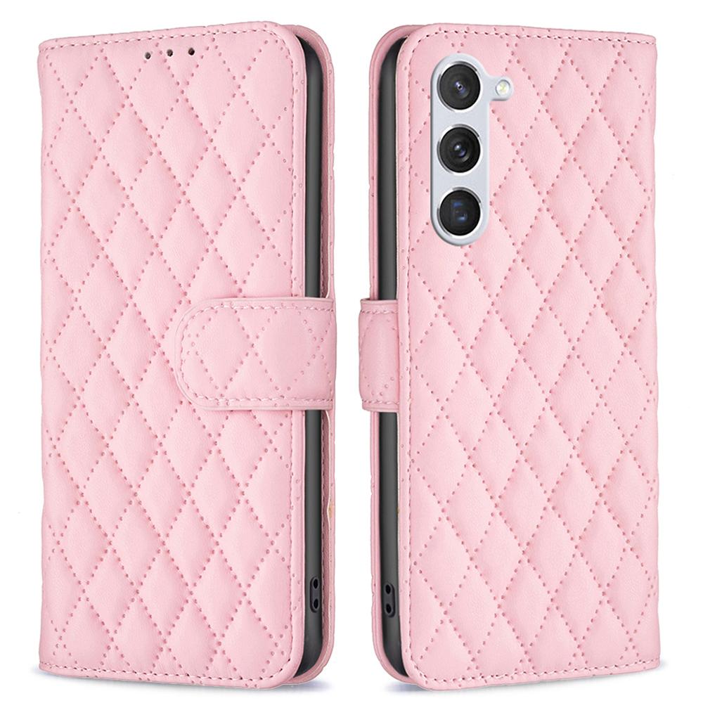 

BINFEN COLOR BF Style-14 For Samsung Galaxy S25/S24 Case PU Leather Wallet Stand Cellphone Cover Pink