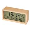 Wooden Digital Alarm Clock Time Date Temperature Humidity Measurement Large Screen Alarm Clock For