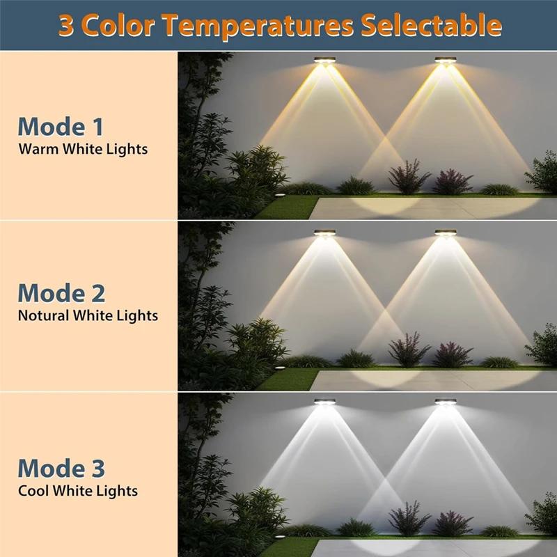 4/8PCS Solar Fence Light Outdoor LED Wall Lights RGB and 3Color Lighting IP65 Waterproof for Garden Courtyard Decoration Light