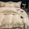 Sleep grid high-precision large flower position jacquard hollow lace bed cover four piece set
