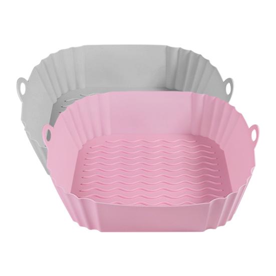 8-Inch Round Silicone Fryer Liner Dual Handles Non Stick Food Grade Heat Resistant Dishwasher Safe Reusable Oven Baking Tray Basket Bowl Kitchen