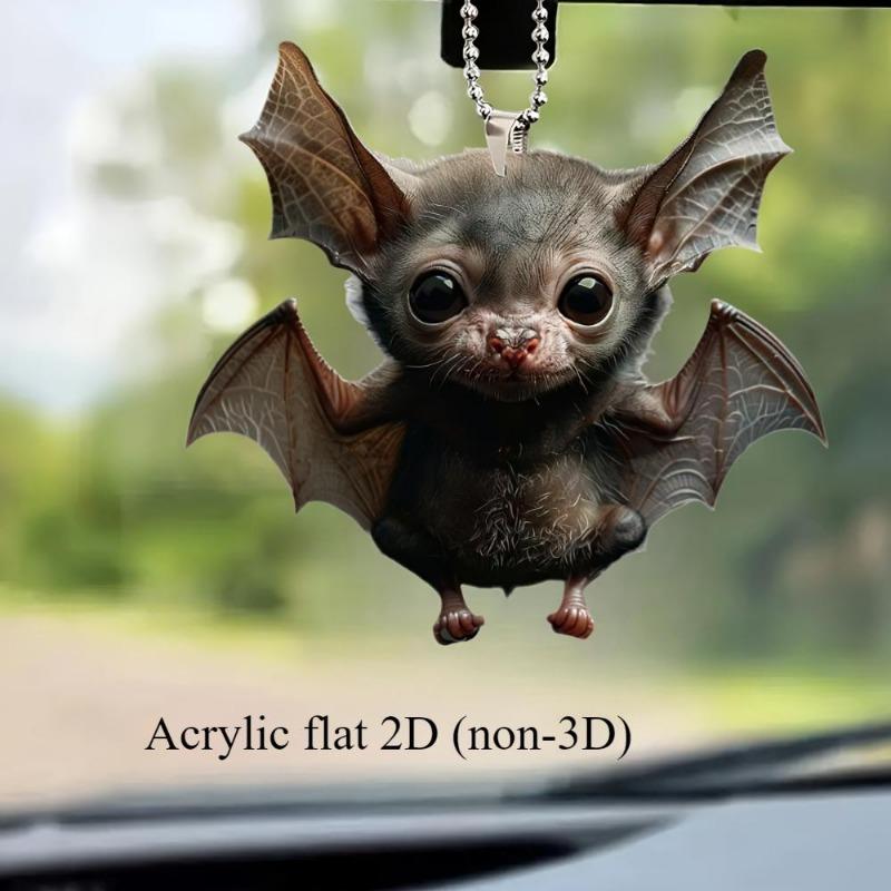 Entzückender 2D-Fledermaus-Anhänger aus flachem Acryl: Autoanhänger, Rucksackanhänger und Schlüsselanhänger