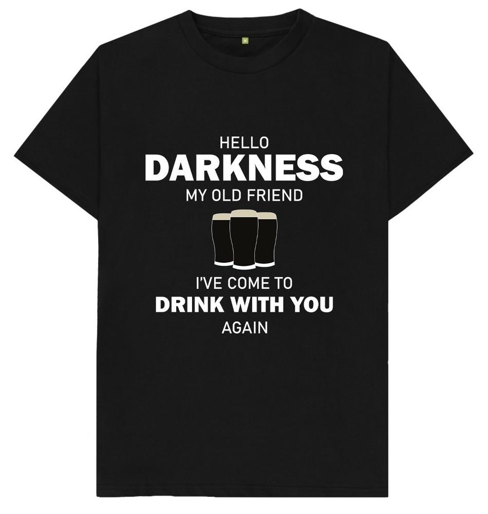 

Hello Darkness My Old Friend Guiness Drinking Beer T Shirt XL