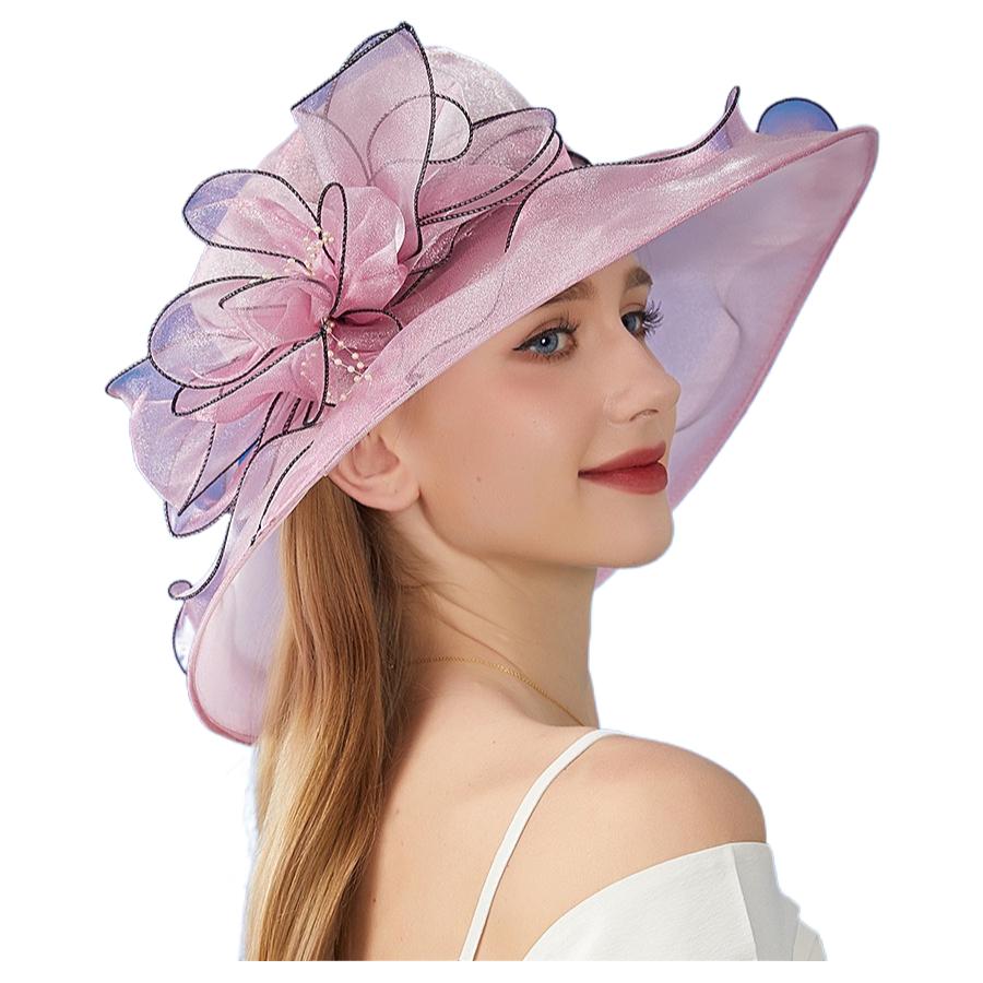 Elegante Cappello a Cilindro in Organza (Cappello da banchetto/cappello da sole), Adatto per Vacanze al Mare, Fotografia di Viaggio e Abbinato ad Abbigliamento Formale