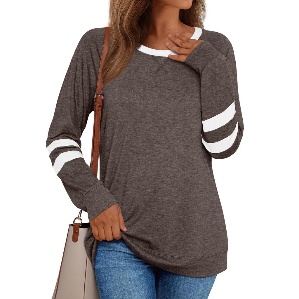 Womens Basic T-Shirts Long Sleeve Curved Hem Summer Tops Fitted Tees Clothing
