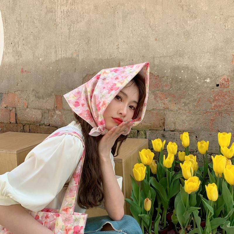 70*70cm Cotton And Linen Handkerchief Small Hair Scarf For Women Cute Plain Bag Scarfs Female Fashion Print Scarves For Women