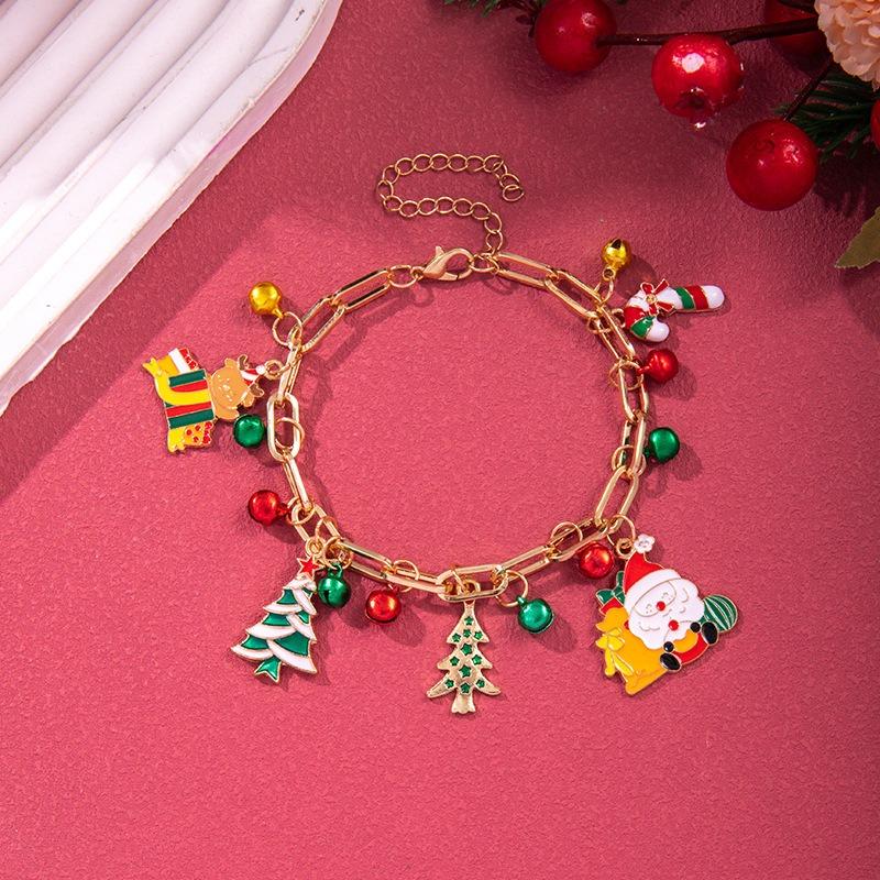 Christmas Bracelet Bell Pearl Jewelry Snowflake Elk Pendant Bracelet Christmas Bracelet Festive Ornaments
