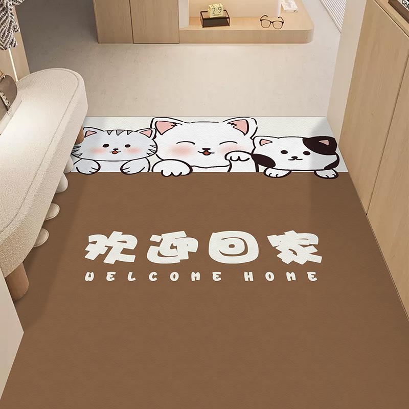 Cute Cat Household Door Floor Mat Leather Floor Mat Entry Door Porch Non-Slip And Wear-Resistant Foot Mat Girl Heart Floor Mat
