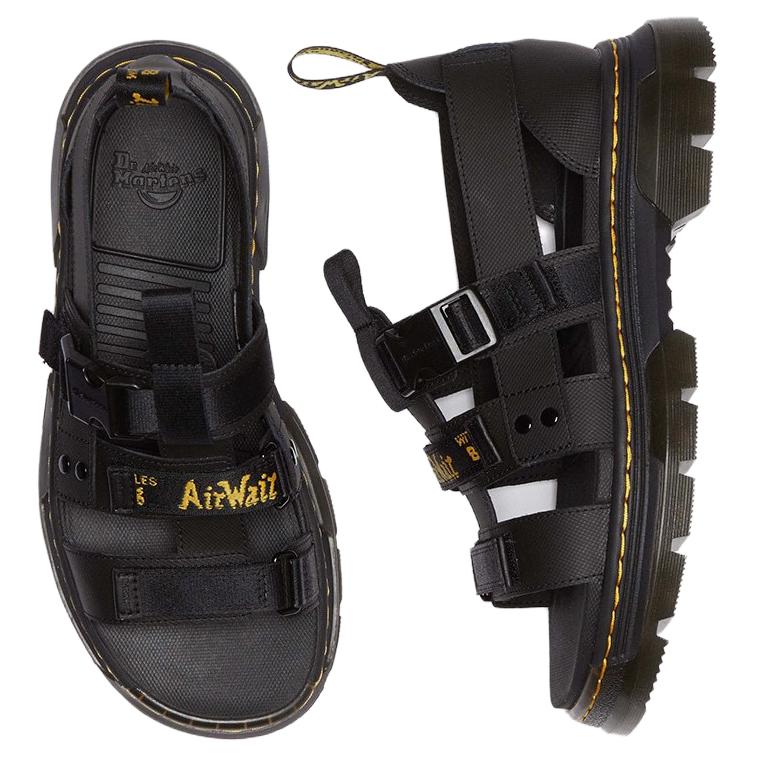 Dr. Martens Leather Fabric Comfortable Casual Beach Sandals Unisex Sandals Black 31574001