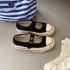 Thick-soled Retro Light-mouth Mary Jane Canvas Shoes, New Lazy One-word Buckle Versatile Casual Women's Shoes