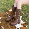 Fashion Fashion 2025 Belt Buckle Women's Boots New Metal Decoration Modern Boots Women Winter Rome Retro Best Seller Knee-High Boots